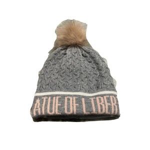Robin‎ Ruth New York Statue Of Liberty Knit Beanie Gray Pink Hat